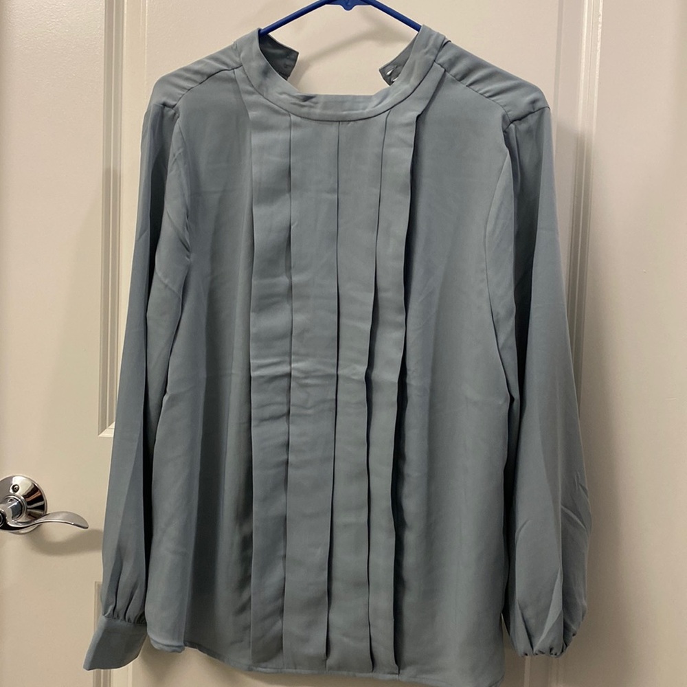 H&M Pale Blue High Neck Blouse NWT